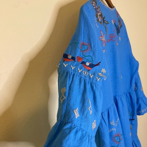 Johnny Was Blue Embroidered Dress - Picture 11 of 14